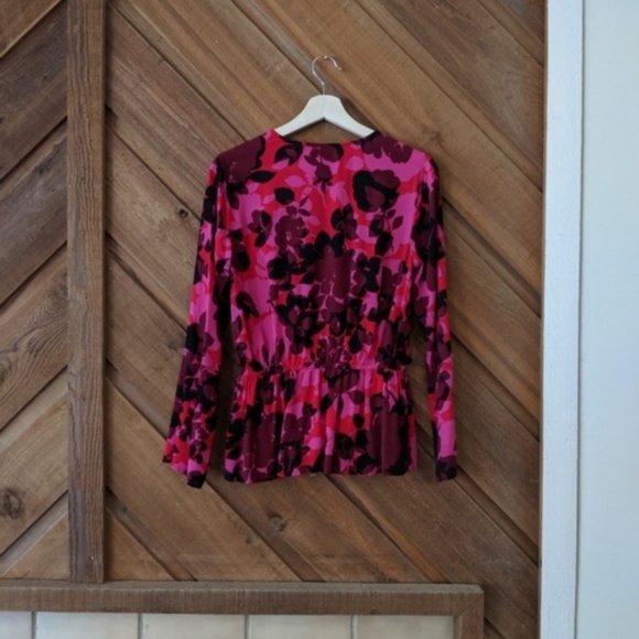 MICHAEL KORS Pink Floral Surplice Blouse - Picture 6 of 6